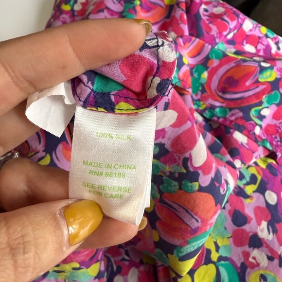 Lily Pulitzer Women’s Elsa Multicolor Wild Confetti Print Silk Blouse Sz M - Picture 12 of 12